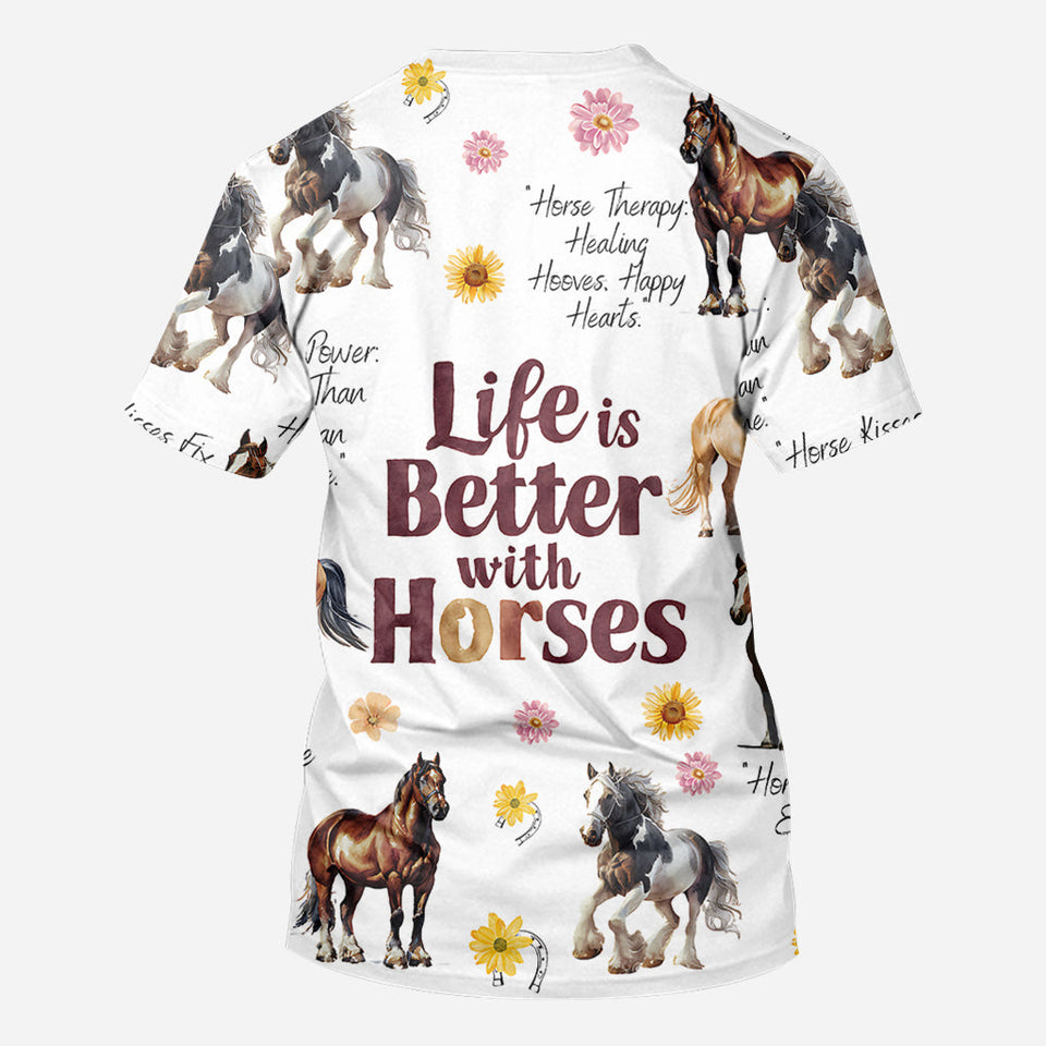 Life Is Better With Horses - Personalized Horse All Over Shirt