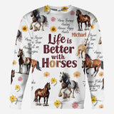 Life Is Better With Horses - Personalized Horse All Over Shirt