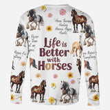 Life Is Better With Horses - Personalized Horse All Over Shirt