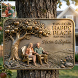 This Is Our Happy Place - Personalized Couple 3D Printed Cut Metal Sign
