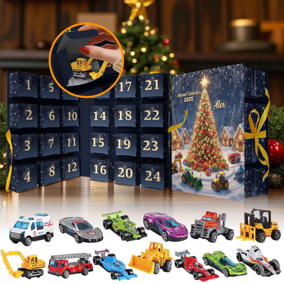 Christmas Vehicle - Personalized Kid Folded Advent Calendar With Ornaments