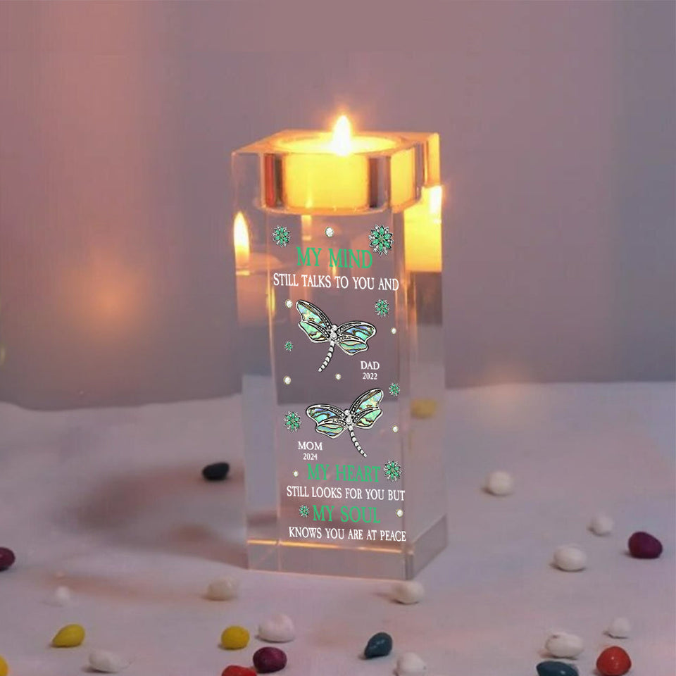 My Mind Still Talks To You - Personalized Memorial Glass Candle Holder
