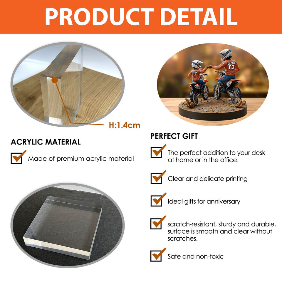 Dirt Bike Dad And Kid - Personalized Dirt Bike Custom Shaped Acrylic Plaque