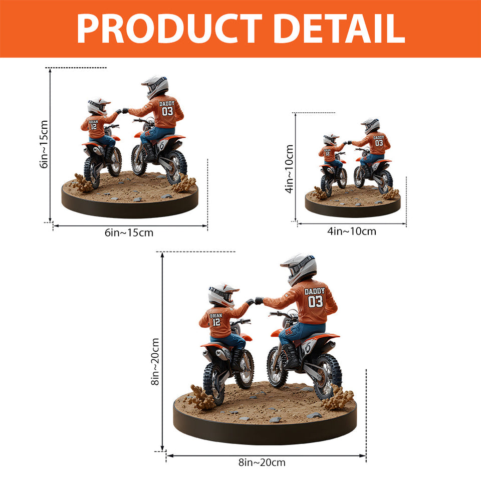 Dirt Bike Dad And Kid - Personalized Dirt Bike Custom Shaped Acrylic Plaque