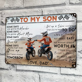 Dirt Bike Dad And Kid - Personalized Dirt Bike Rectangle Metal Sign