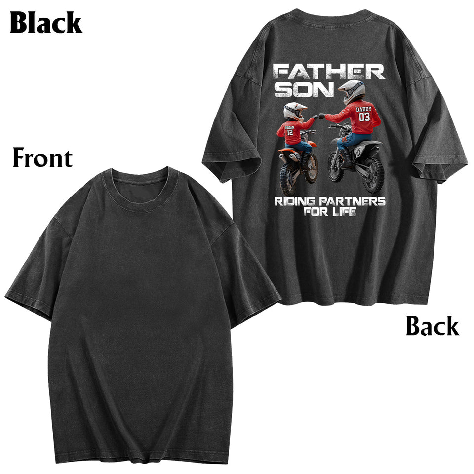 Dirt Bike Dad And Kid - Personalized Dirt Bike Wash T-shirt