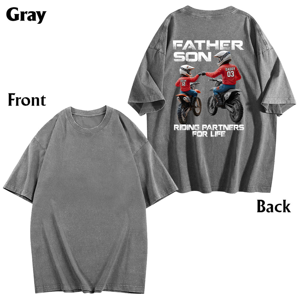 Dirt Bike Dad And Kid - Personalized Dirt Bike Wash T-shirt