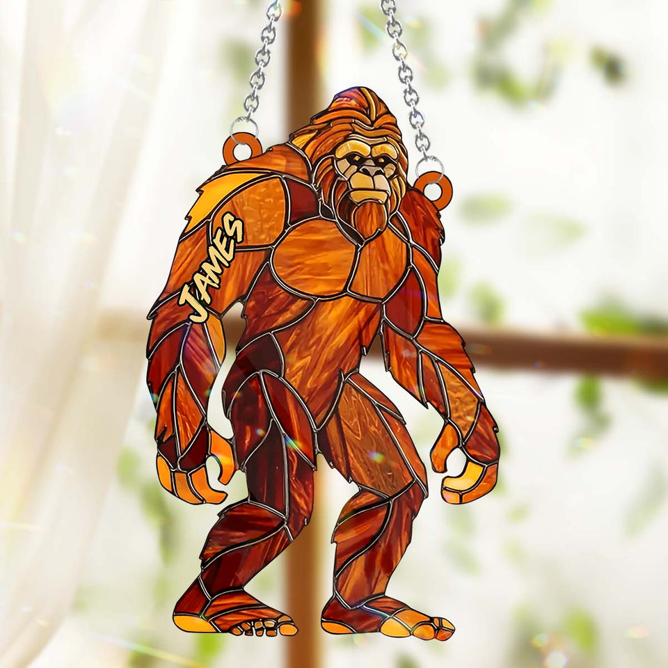 Sasquatch - Personalized Camping Window Hanging Suncatcher Ornament