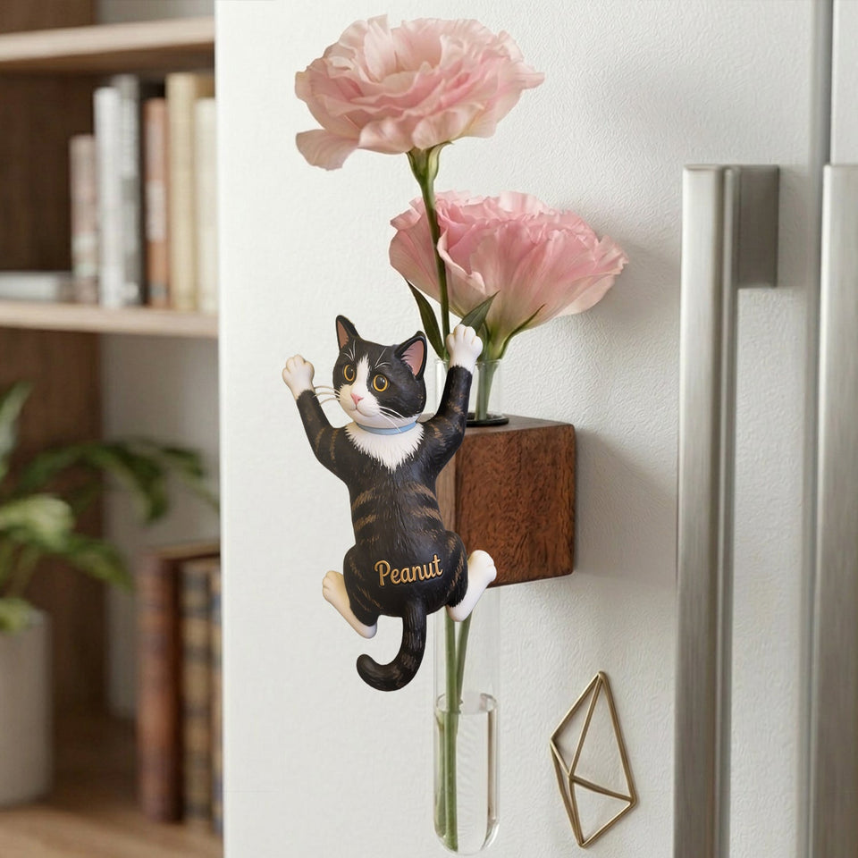 Custom Any Pet Photo - Personalized Cat Magnetic Flower Vase