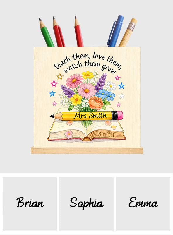 Teacher Gifts Boho Kraft - Personalized Teacher Wooden Desk Organizer