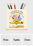 Teacher Gifts Boho Kraft - Personalized Teacher Wooden Desk Organizer