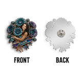 Custom Suicide Prevention Blue & Purple Sunflower Brooch - Personalized Suicide Prevention 3D Embossed Enamel Pin