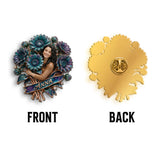 Custom Suicide Prevention Blue & Purple Sunflower Brooch - Personalized Suicide Prevention 3D Embossed Enamel Pin