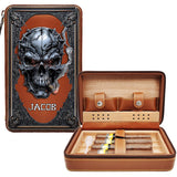 Smoking Skull - Personalized Skull Travel Cigar Humidor Case