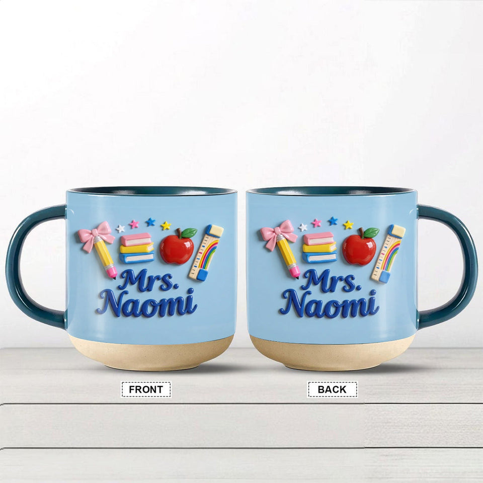 Kawaii School Teacher Gift Personalized - Personalized Teacher Printed Pottery Mug