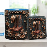 Cowgirl Boots - Personalized Cowgirl Accent Mug & Coaster