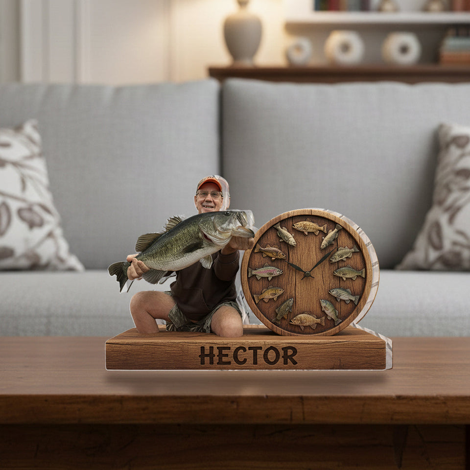 It's Always Fish O'clock - Personalized Fishing Desk Clock Plaque