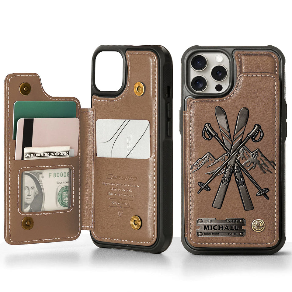 Love Skiing - Personalized Skiing Wallet Phone Case
