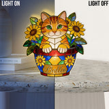 Cute Pets And Flowers - Personalized Cat Acrylic LED Night Light