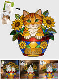 Cute Pets And Flowers - Personalized Cat Acrylic LED Night Light