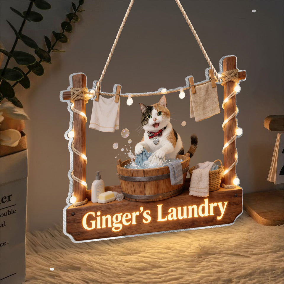Laundry Boss - Personalized Cat LED Light Acrylic Sign