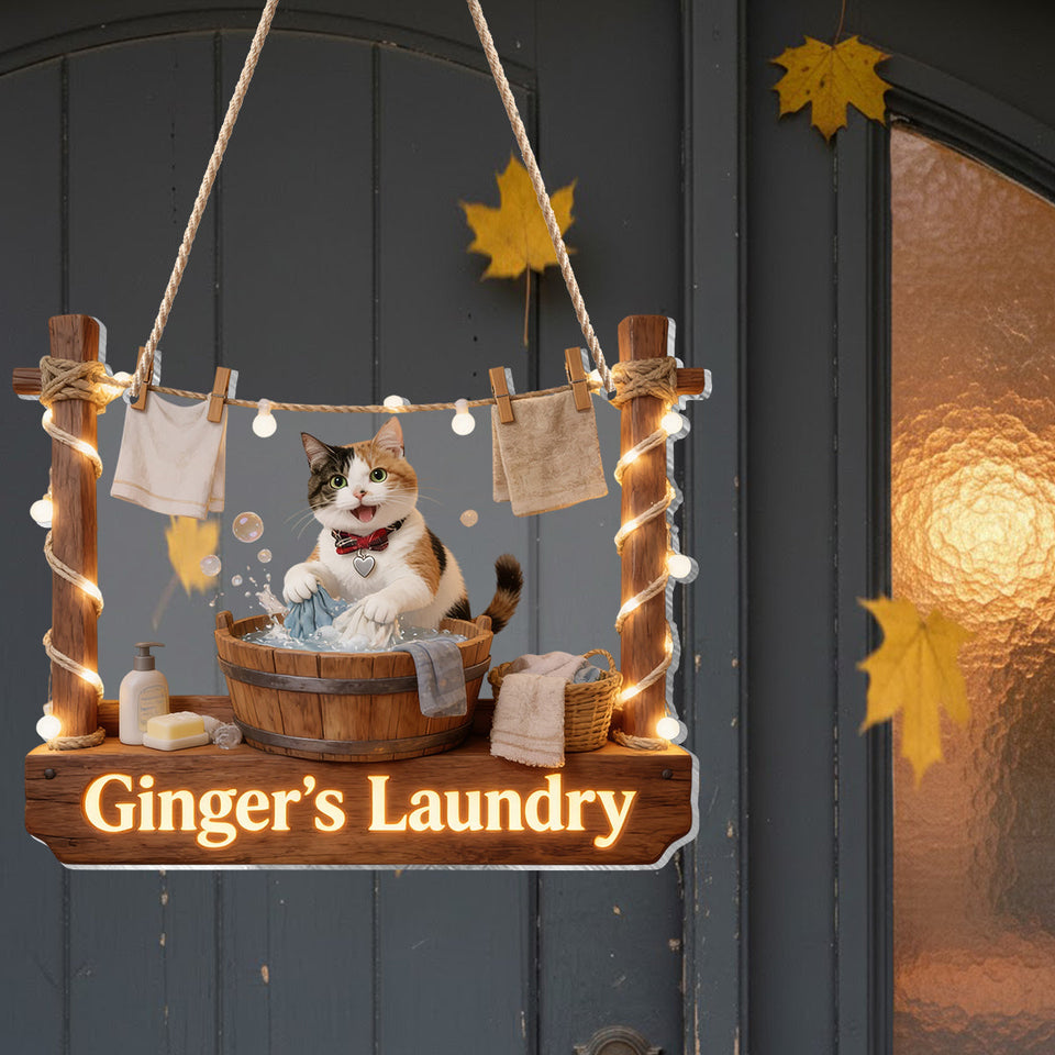 Laundry Boss - Personalized Cat LED Light Acrylic Sign