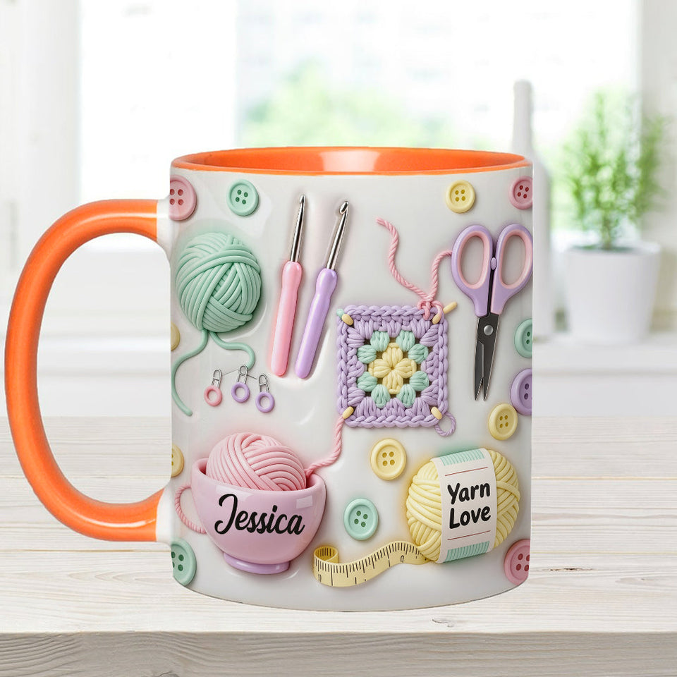 Love Crocheting - Personalized Crocheting Accent Mug & Coaster