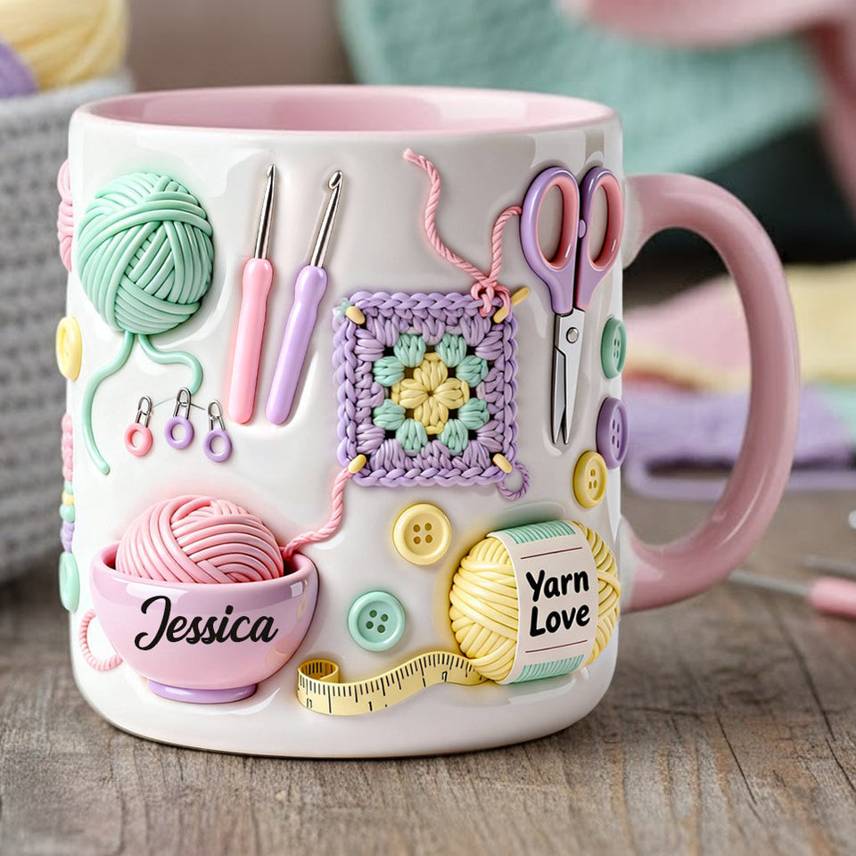 Love Crocheting - Personalized Crocheting Accent Mug & Coaster
