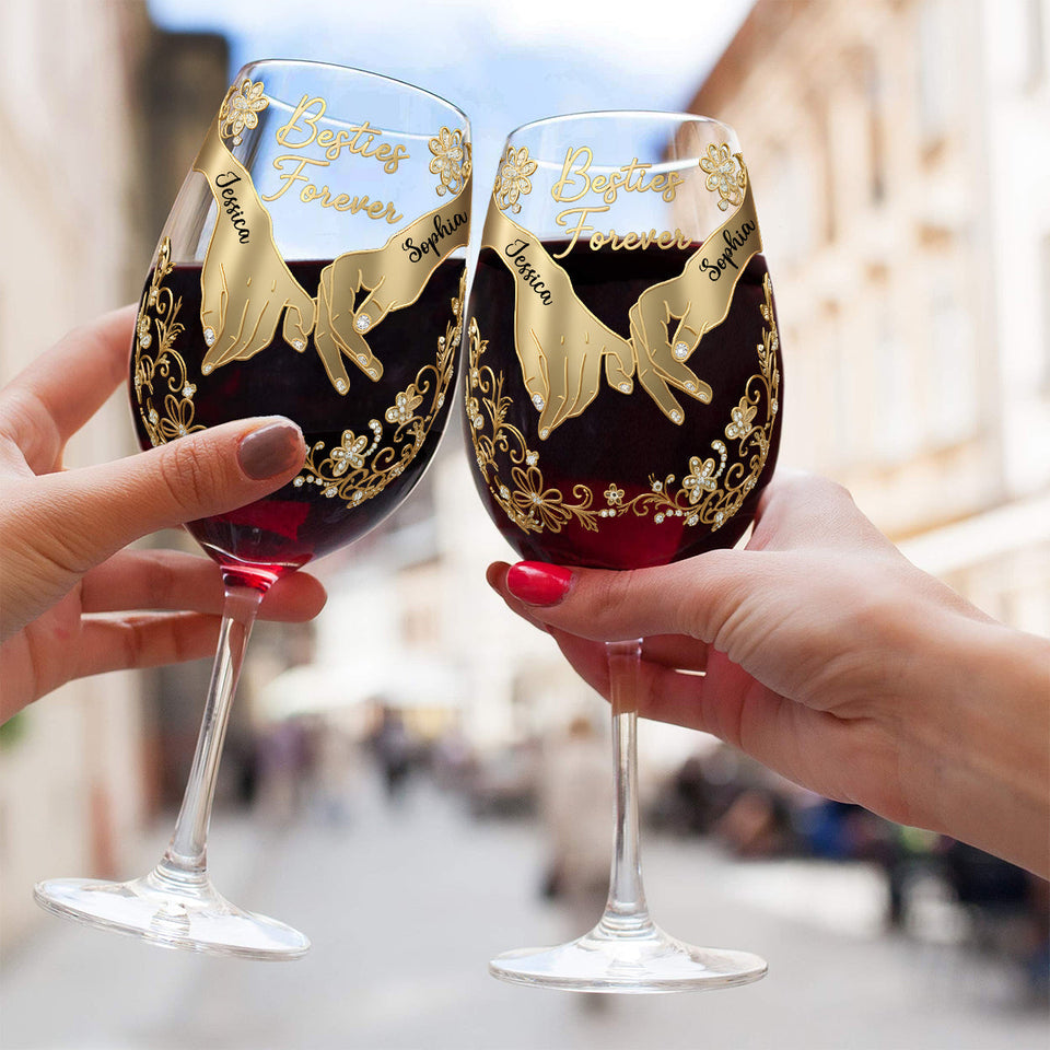 Besties Forever - Personalized Bestie Wine Glass With Long Stem