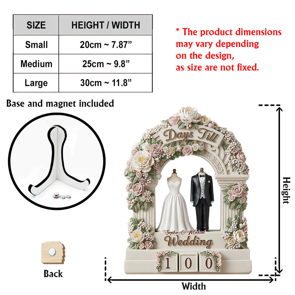 Wedding Countdown - Personalized Couple Interchangeable Plaque