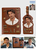 Men Luxury Travel Item - Personalized Travelling Passport Holder & Luggage Tag Set