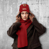 Cute Reindeer - Personalized Kid Knitted Beanie Hat and Scarf Set