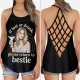 If Lost Or Drunk Funny Besties Matching Tank Top - Personalized Bestie Cross Tank Top