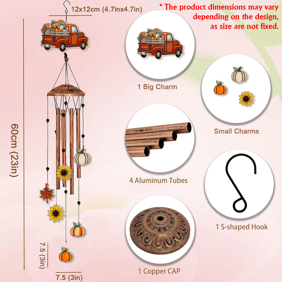 Autumn Truck - Personalized Autumn Wind Chime With Charms