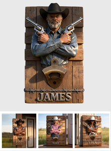Custom Any Photo - Personalized Western Outfit Wall Bottle Opener
