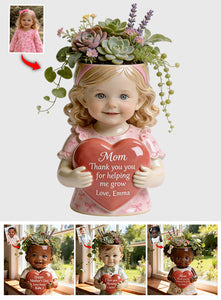 Thanks For Helping Me Grow - Personalized Mother Acrylic Pot