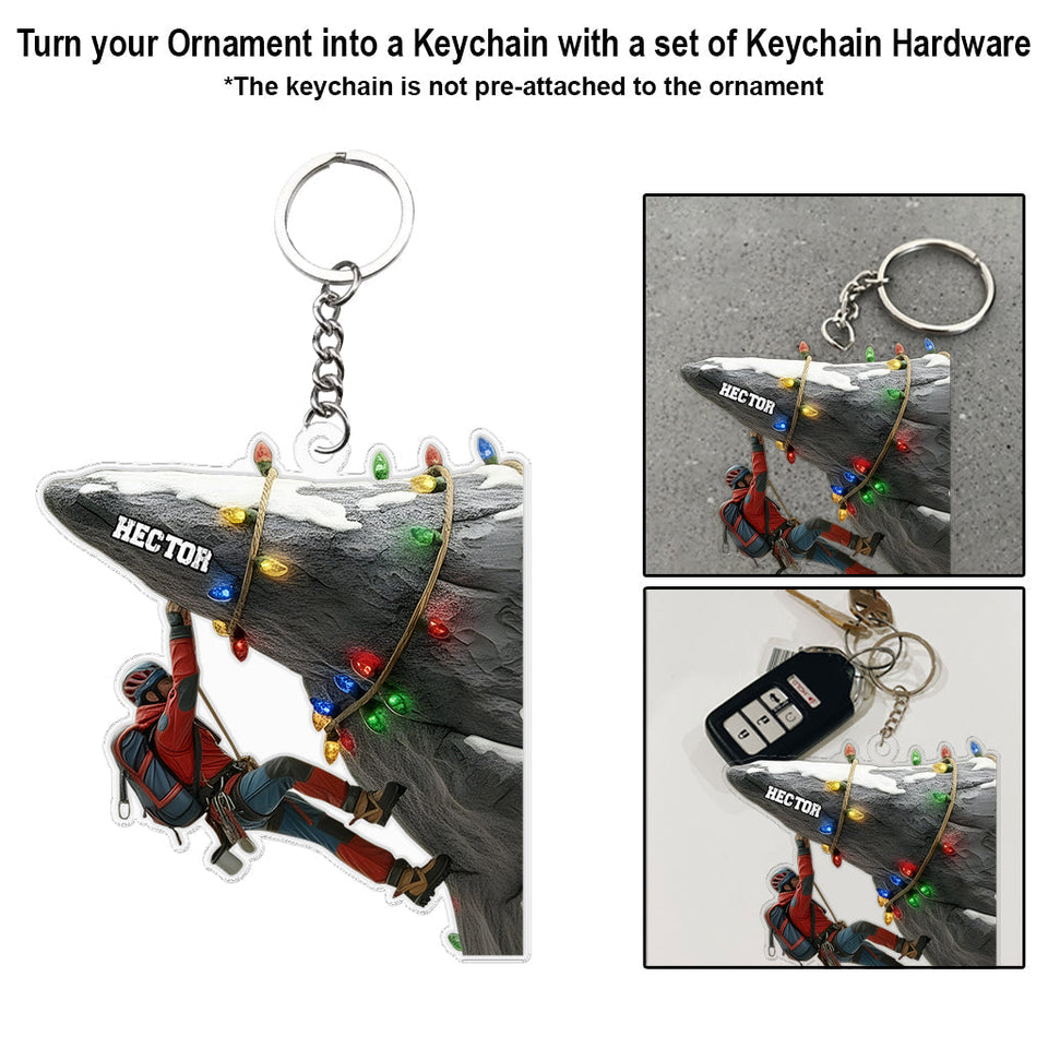 Holiday Climbing - Personalized Rock Climbing Ornament