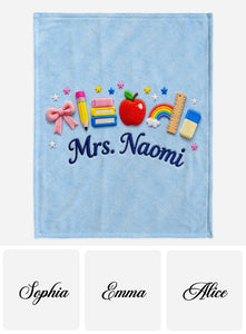 Kawaii School Teacher Gift Personalized - Personalized Teacher Blanket