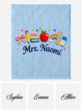 Kawaii School Teacher Gift Personalized - Personalized Teacher Blanket