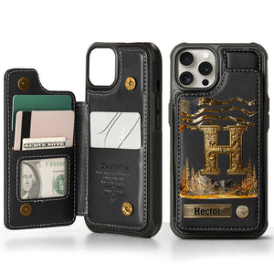 Name Initial Alphabet - Personalized Luxury Wallet Phone Case