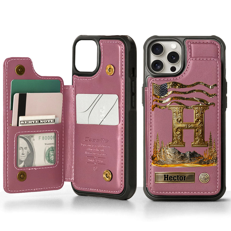 Name Initial Alphabet - Personalized Luxury Wallet Phone Case