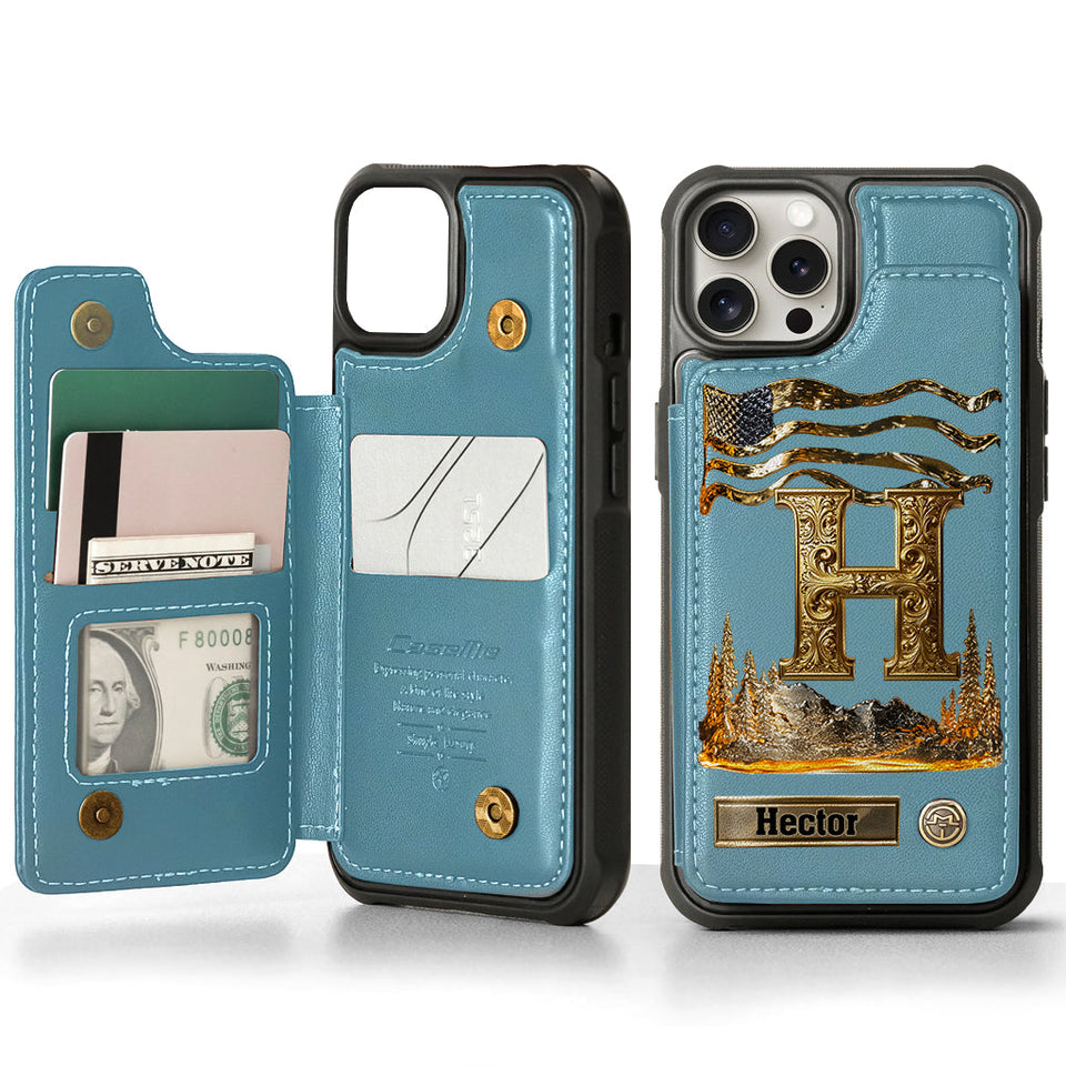 Name Initial Alphabet - Personalized Luxury Wallet Phone Case