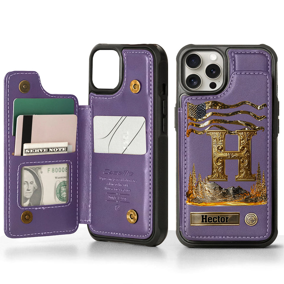 Name Initial Alphabet - Personalized Luxury Wallet Phone Case