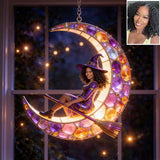 Beautiful Witch, Crescent Moon - Personalized Witch LED Light Acrylic Sign
