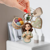 Custom Any Photo - Personalized Crocheting Premium Keychain With Charms