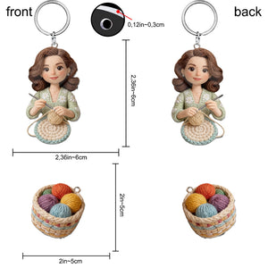 Custom Any Photo - Personalized Crocheting Premium Keychain With Charms
