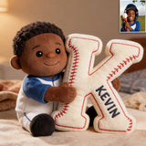 Initial Pillow Custom From Any Photo - Personalized Baseball Premium Faux Fur Pillow