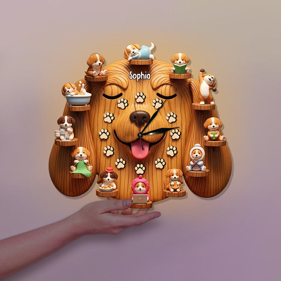 Cute Dogs - Personalized Dog LED Light Wall Clock