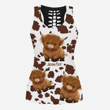 Cute Highland Cows - Personalized Highland Cow Hollow Tank Top and Leggings
