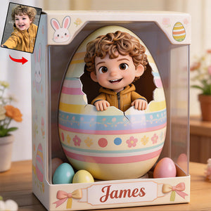 Custom Any Photo Peeking Kid Easter's Eggs - Personalized Kid Custom Shaped Acrylic Plaque